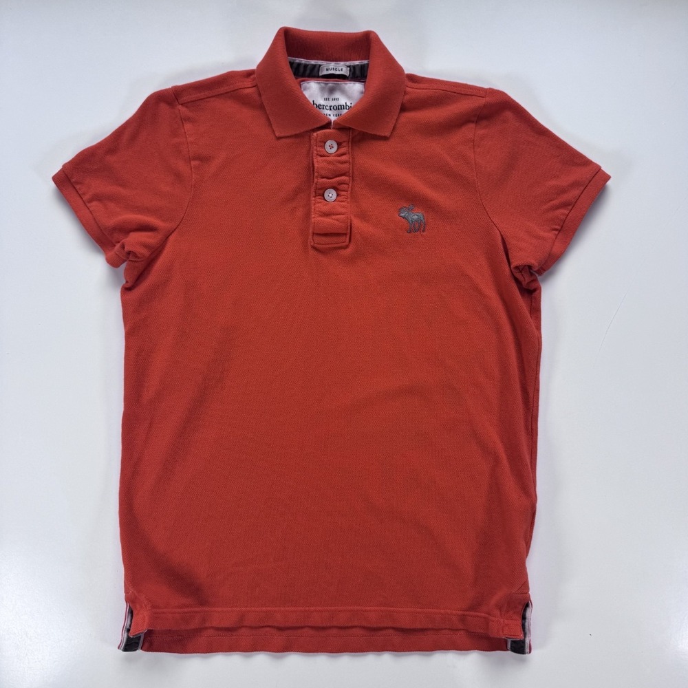 Vintage ABERCROMBIE & FITCH Muscle Short Sleeve Polo Shirt Orange Mens XL Y2K90s